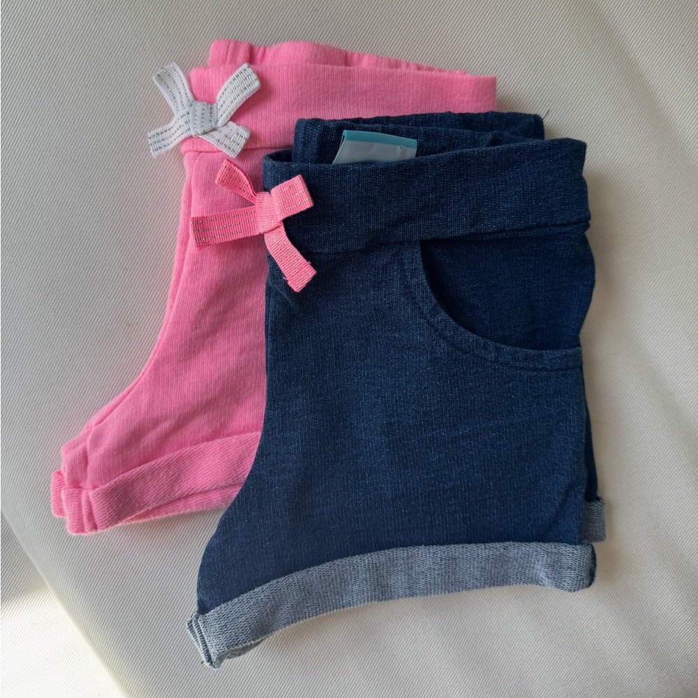 Cynthia Rowley Girls Shorts Bundle 2-Pack Size 4T Small Blue & Pink Cuffed
